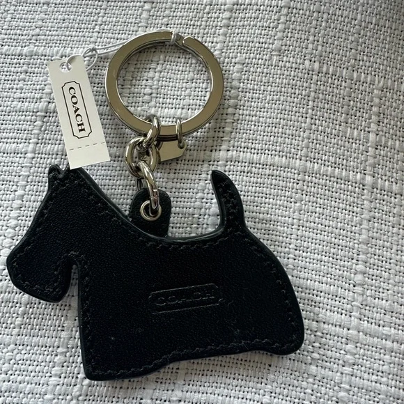 Coach Scotty dog keychain black with silver ring NWT - Picture 2 of 2